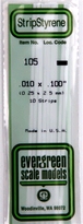 [ EG105 ] Evergreen styrene strip 0.25x2.5 x 350  mm (10s.)