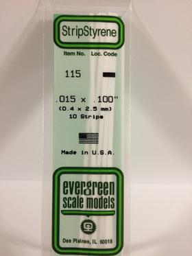 [ EG115 ] Evergreen styrene strip  0.38x2.5x350mm (10s.)