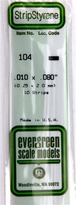 [ EG104 ] Evergreen styrene strip 0.25x2.0 x 350 mm (10s.)