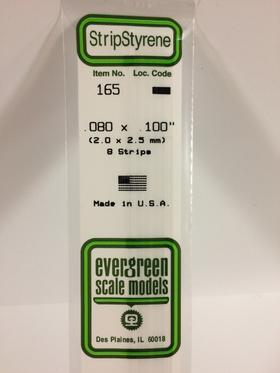 [ EG165 ] Evergreen styrene strip 2x2.5x350 mm ( 8s.)