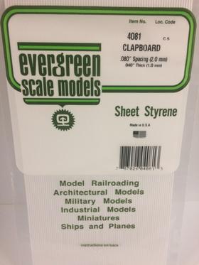 [ EG4081 ] Evergreen styrene clapboard  spatie 2.0mm 150x300mm 1st