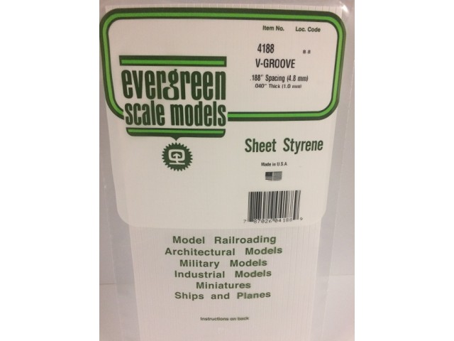 [ EG4188 ] Evergreen V-groefplaat 4.8mm spacing 1.0x150x300mm 1st