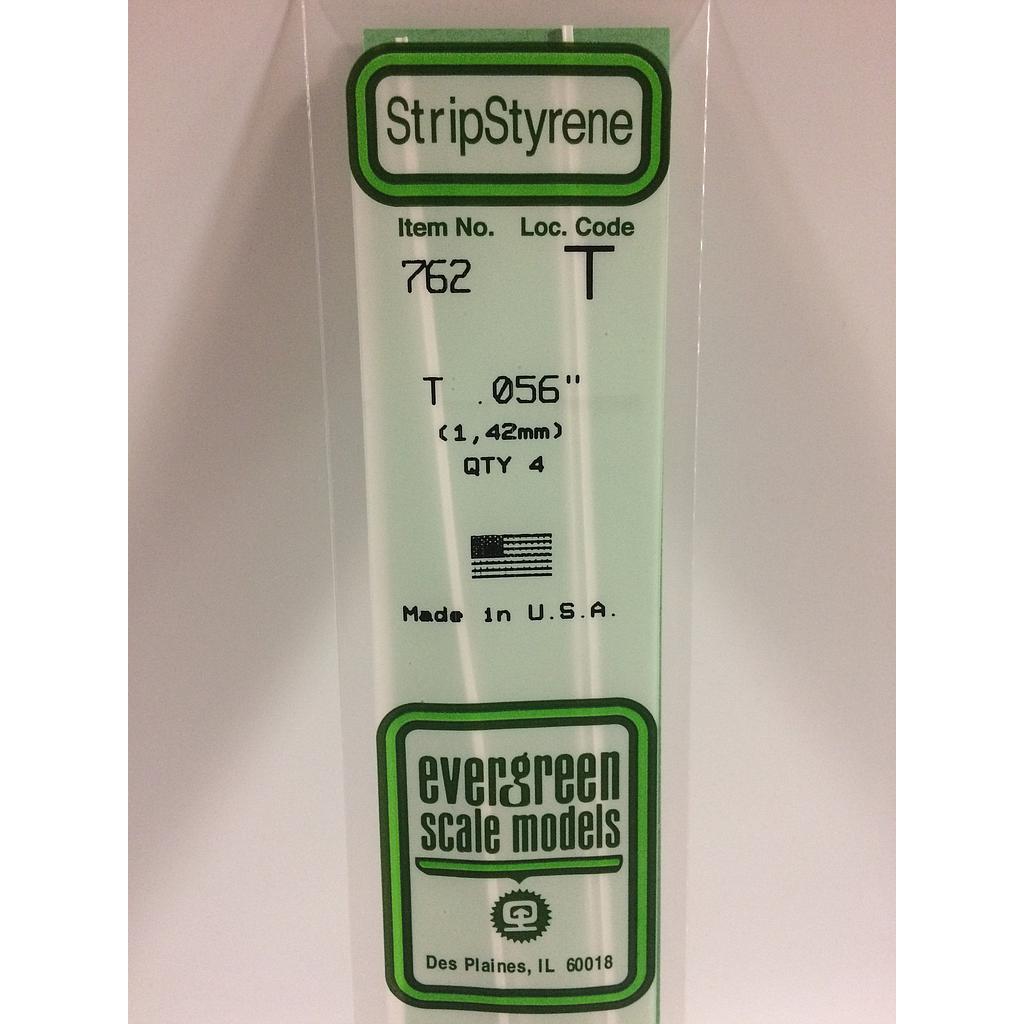 [ EG762 ] Evergreen T profiel styrene 1,42x1,42x350mm (4st.)