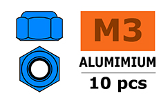 [ GF-0400-034 ] Aluminium zelfborgende zeskantmoer - M3 - Blauw - 10 st 