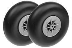 [ GF-3165-010 ] Vliegtuig wielen - Rubber met Nylon velg - 125mm - As Dia. 5mm - 2 st 