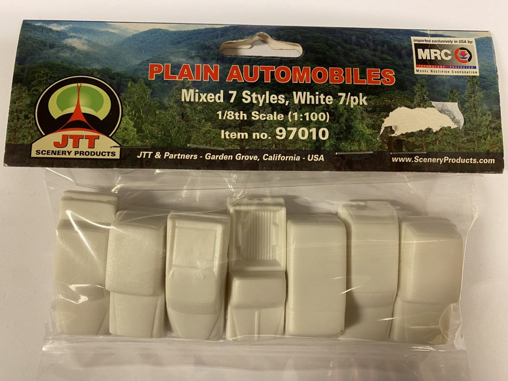 [ JTT97010 ] Plain Automobiles 1:100 Mixed 7 Styles White (7stuks)