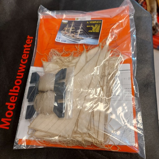 [ M658 ] Mantua Amerigo Vespucci 1/84 kit n»9 gestikte zeilen  en toebehoren