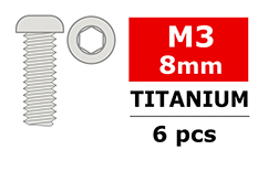 [ PROC-34021 ] Team Corally - Titanium Screws M3 x 8mm - Hex Button Head - 6 pcs 