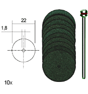 [ PX28810 ] Proxxon Set doorslijpschijven Ø 22 mm, 10 st. + houder