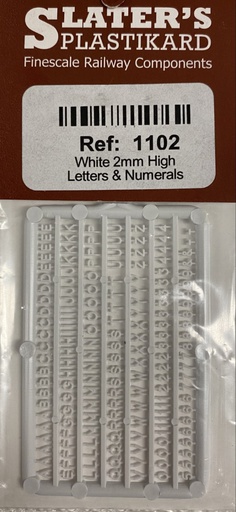 [ SL-1102 ] Slater's Plastikard Letters en cijfers 2 mm wit