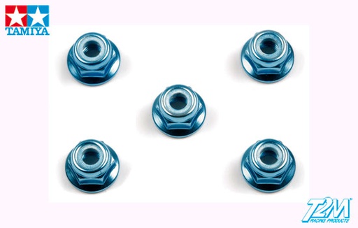 [ T53159 ] Tamiya 4mm Flange Lock Nut Blue  5st