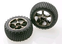 [ TRX-2470A ] Traxxas Tires &amp; wheels, assembled ( black chrome wheels, Alias 2.2&quot; tires) (2) (Bandit rear) 