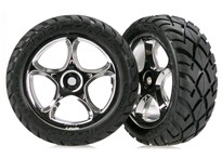 [ TRX-2479R ] Traxxas Tires &amp; wheels, assembled (Tracer 2.2&quot; chrome wheels, Anaconda 2.2&quot; tires with foam inserts) (2) (Bandit front) 