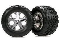 [ TRX-3668 ] Traxxas Tires &amp; wheels, assembled, glued (2.8&quot;) (All-Star chrome wheels, Talon tires, foam inserts) (Stampede rear) (2) -TRX3668 