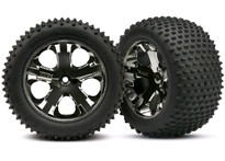 [ TRX-3770A ] Traxxas Tires &amp; wheels, assembled, glued (2.8&quot;) (All-Star black chrome wheels) 