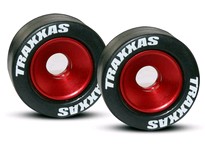 [ TRX-5186 ] Traxxas Wheels, aluminum (red-anodized) (2)/ 5x8mm ball bearings (4)/ axles (2)/ rubber tires (2) 