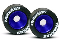 [ TRX-5186A ] Traxxas Wheels, aluminum (blue-anodized) (2)/ 5x8mm ball bearings (4)/ axles (2)/ rubber tires (2) 