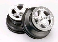 [ TRX-5874 ] Traxxas Wheels, SCT satin chrome, beadlock style, dual profile (2.2&quot; outer, 3.0&quot; inner) (front) -TRX5874 