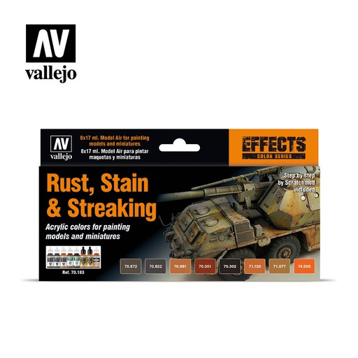 [ VAL70183 ] Vallejo Rust, Stain &amp; Streaking (8) by Scratchmod