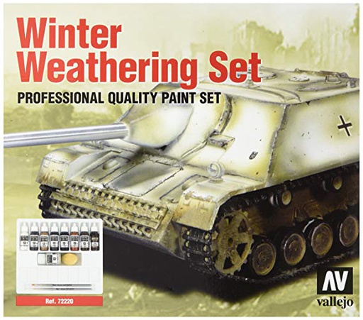 [ VAL72220 ] Vallejo Winter Weathering (9) + 2 Brushes  nml