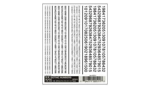 [ WOODLANDDT-511 ] Woodland Dry Transfer Decals gothic numbers black