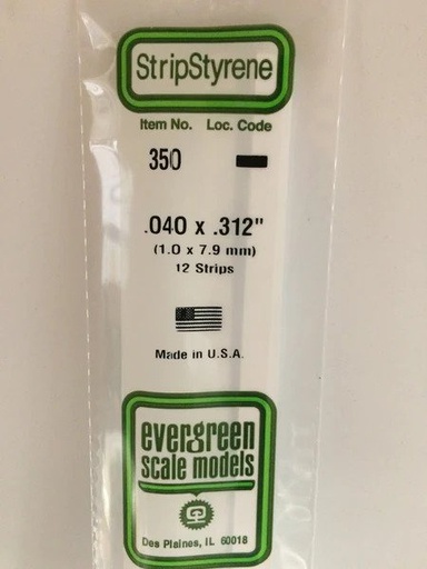 [ EG350 ] Evergreen EG strip 1,0 x  7,9 x 610 mm (12s.)