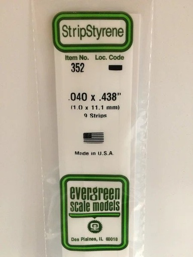 [ EG352 ] Evergreen styrene strip 1,0x11,1x610mm ( 9s.)