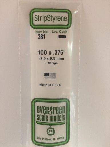 [ EG381 ] Evergreen strip 610 x 2,5 x  9,5 mm ( 7s.)