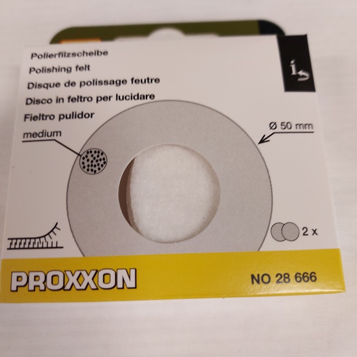 [ PX28666 ] Proxxon Vilten polijstschijf middel hard Ø 50 mm, 2 stuks