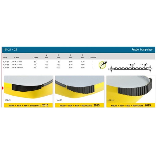 [ RA104-21 ] Raboesch rubber bump sheet 300x75x3x3mm