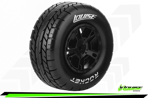[ PROLR-T3154SBTF ] Louise rc Rocket short course tires soft mounted on black rim 12mm hex