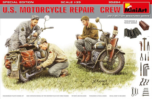 [ MINIART35284 ] U.S. Motorcycle repair crew 1/35