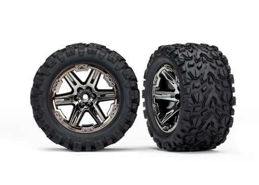 [ TRX-6773X ] Traxxas Tires &amp; wheels, assembled, glued (2.8) RXT black chrome wheels, talon extreme
