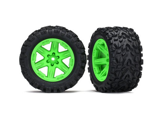 [ TRX-6773G ] Traxxas Tires &amp; wheels, assembled, glued 2.8 (rustler 4x4 green wheels, talon extreme)