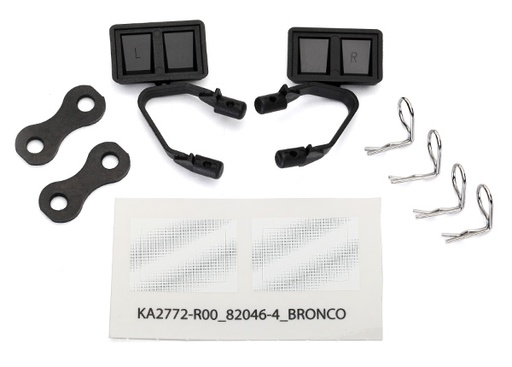 [ TRX-8073 ] Traxxas Mirrors, side, black (left &amp; right)/retainers (2) body clips (4) - TRX8073