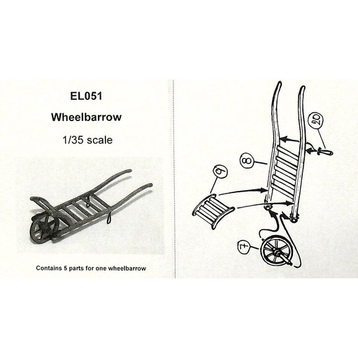 [ PLUSMODELEL051 ] Wheelbarrow 1/35 - 1 stuk (6798051)