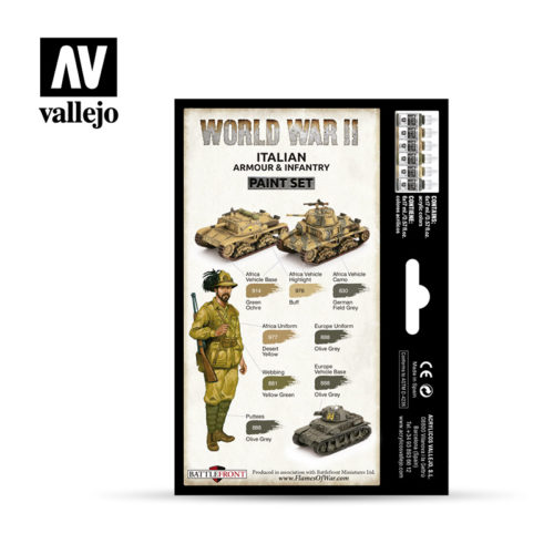[ VAL70209 ] Vallejo italian armour &amp; infantry paint set WWII (6x17ml)