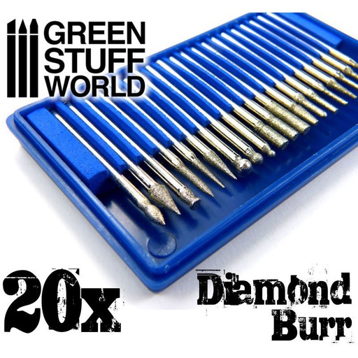 [ GSW8436554364466 ] Green stuff world diamond burr set - 20 pcs