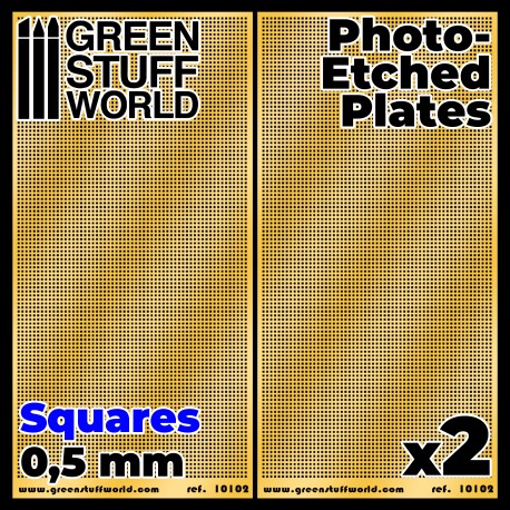 [ GSW10102 ] Green stuff world photo-etched plates squares 0.5mm (2 stuks)