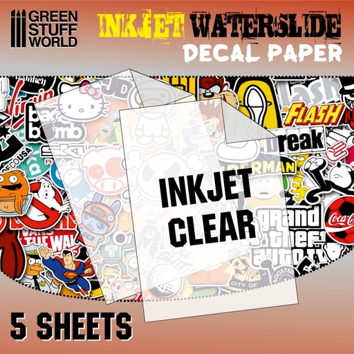 [ GSW10066 ] Green stuff world Waterslide decal paper (A4 clear x 5) Inkjet printer