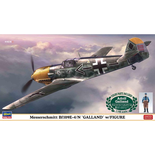 [ HAS07500 ] Hasegawa Messerschmitt Bf109E-4/N &quot;Galland&quot; w/Figure 1/48