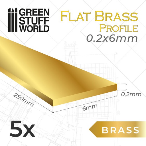 [ GSW11133 ] Green stuff world Plat messing profiel 0,2 x 6 mm