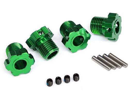 [ TRX-8654G ] Traxxas  Wheel hubs, splined, 17mm (green-anodized) (4)/ 4x5 GS (4), 3x14mm pin (4) - trx8654G