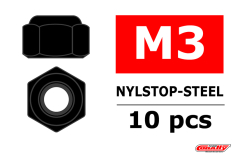 [ PROC-3101-30-6 ] Steel Nylstop Nut M3 Black (10)