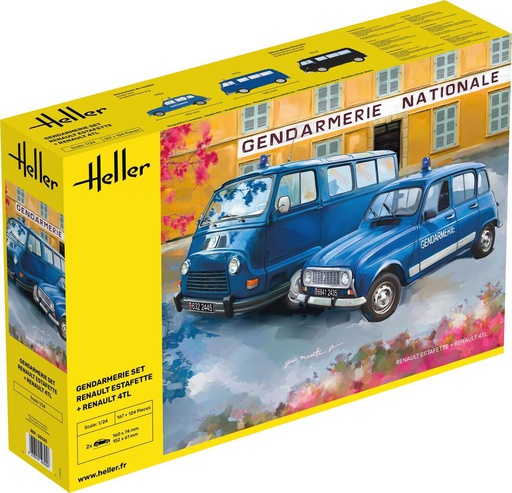 [ HE50325 ] Heller Gendarmerie set Renault estafette + Renault 4TL  1/24