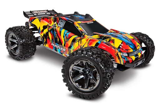 [ TRX-6717SF ] Traxxas Body, Rustler 4X4 VXL, Solar Flare/ window, grille, lights decal sheet (assembled with front &amp; rear body mounts and rear body support for clipless mounting)