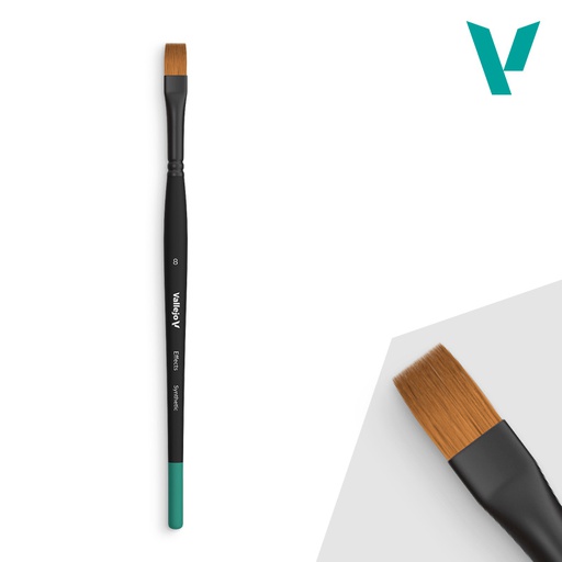 [ VALB04008 ] Vallejo Effects Flat Rectangular Synthetic Brush No. 8 