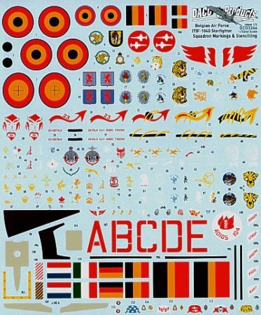 [ DACODCD3264 ] Belgian Air Force F-104G starfighter squadron markings &amp; stencilling 1/32