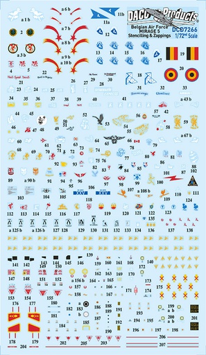 [ DACODCD7266 ] Belgian Air Force Mirage 5 Sqn markings, Zappings and Stencilling