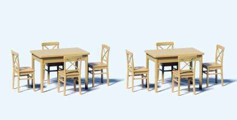 [ PRE68281 ] Preiser 2 tables and 8 chairs  1/50